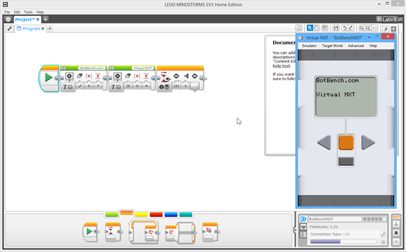 Virtual NXT + EV3 programming environment