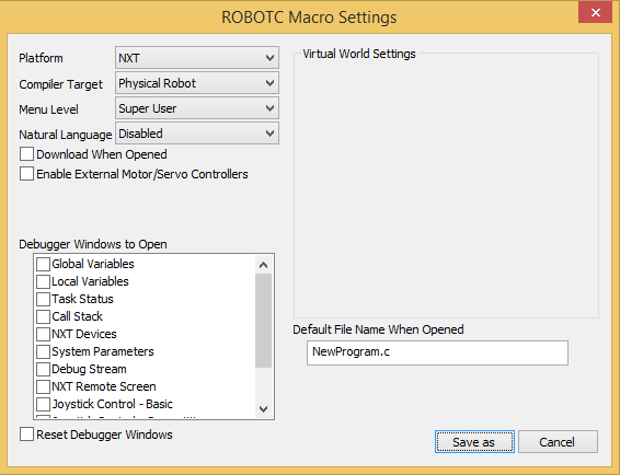 ROBOTC Macro Editor
